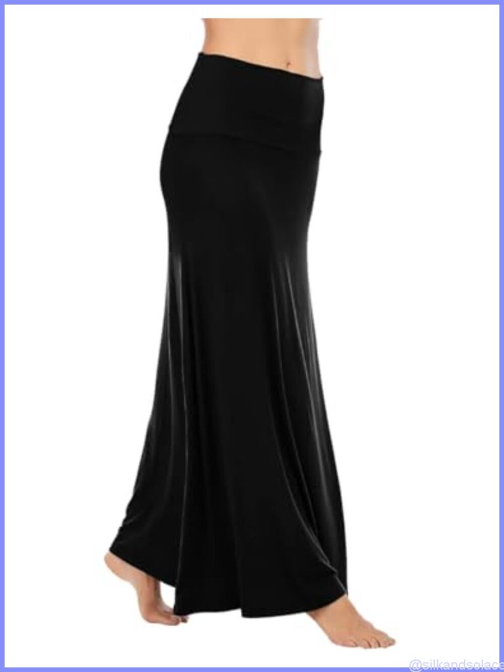 A-Line Maxi Skirt for Women High Waist Flowy Stretchy - Picture 2 of 6